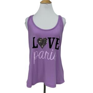 Em & Alfie Racerback Knotted Tank Top Women's Plus Size 1X Scoop Neck Love Paris